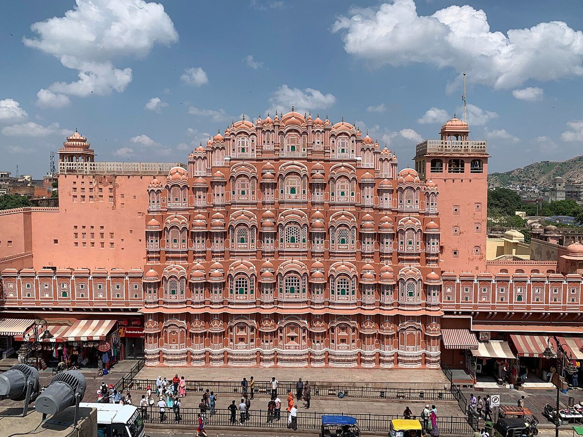 The east facade of Hawa Mahal in Jaipur, Rajasthan.