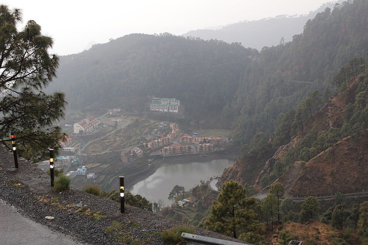 Nainital Lake and surrounding hillside buildings in Uttarakhand.